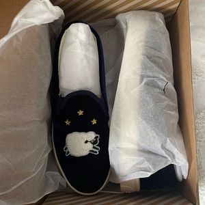 Velvet Sheep Sneaker in Midnight Blue NWT